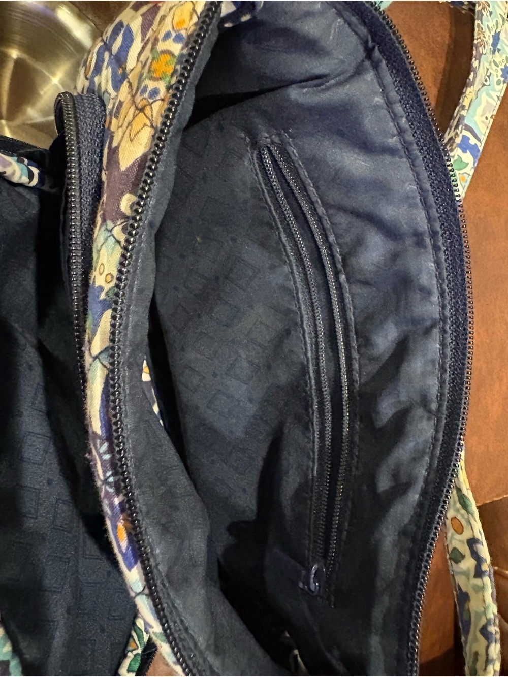 Vera Bradley Navy and Teal Floral Quilted Crossbody Bag - Picture 6 of 10